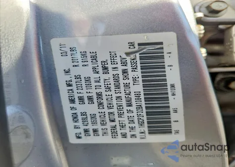 2011 Honda Accord Lx from USA, damaged, VIN 1HGCP2F32BA108480